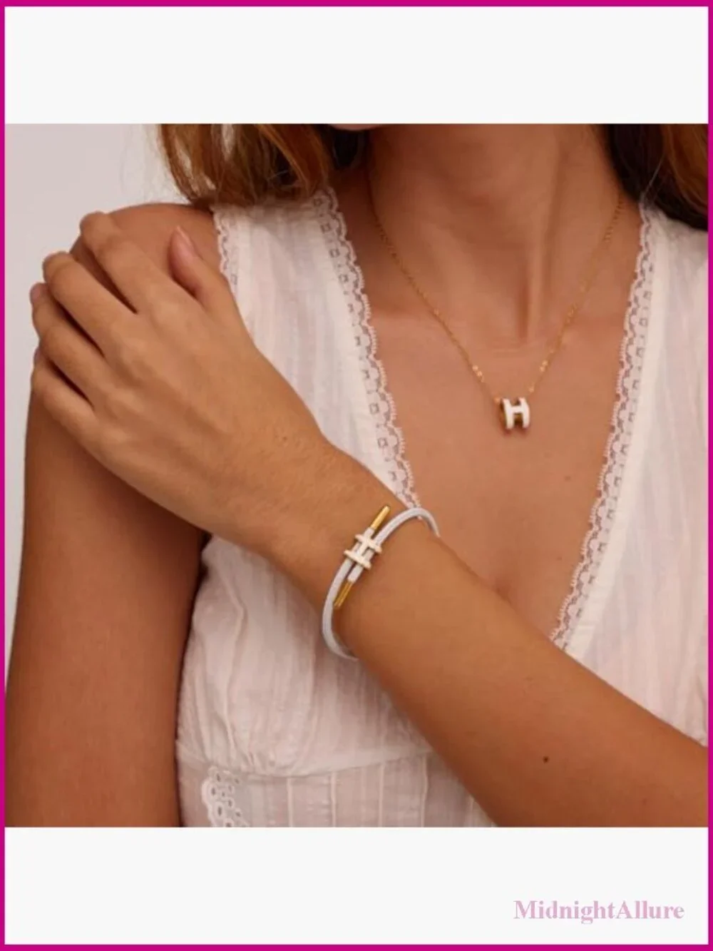 Adjustable Gold-Plated Charm Bracelet, 18k Titanium